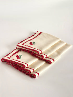 Cherry Crush Embroidered Placemats - Set of 6