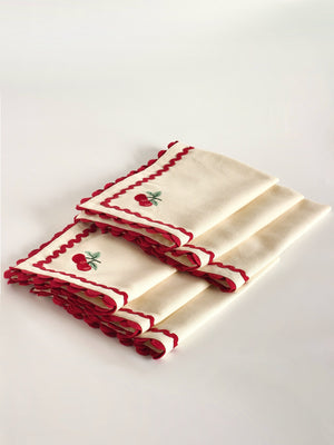 Cherry Crush Embroidered Placemats - Set of 6
