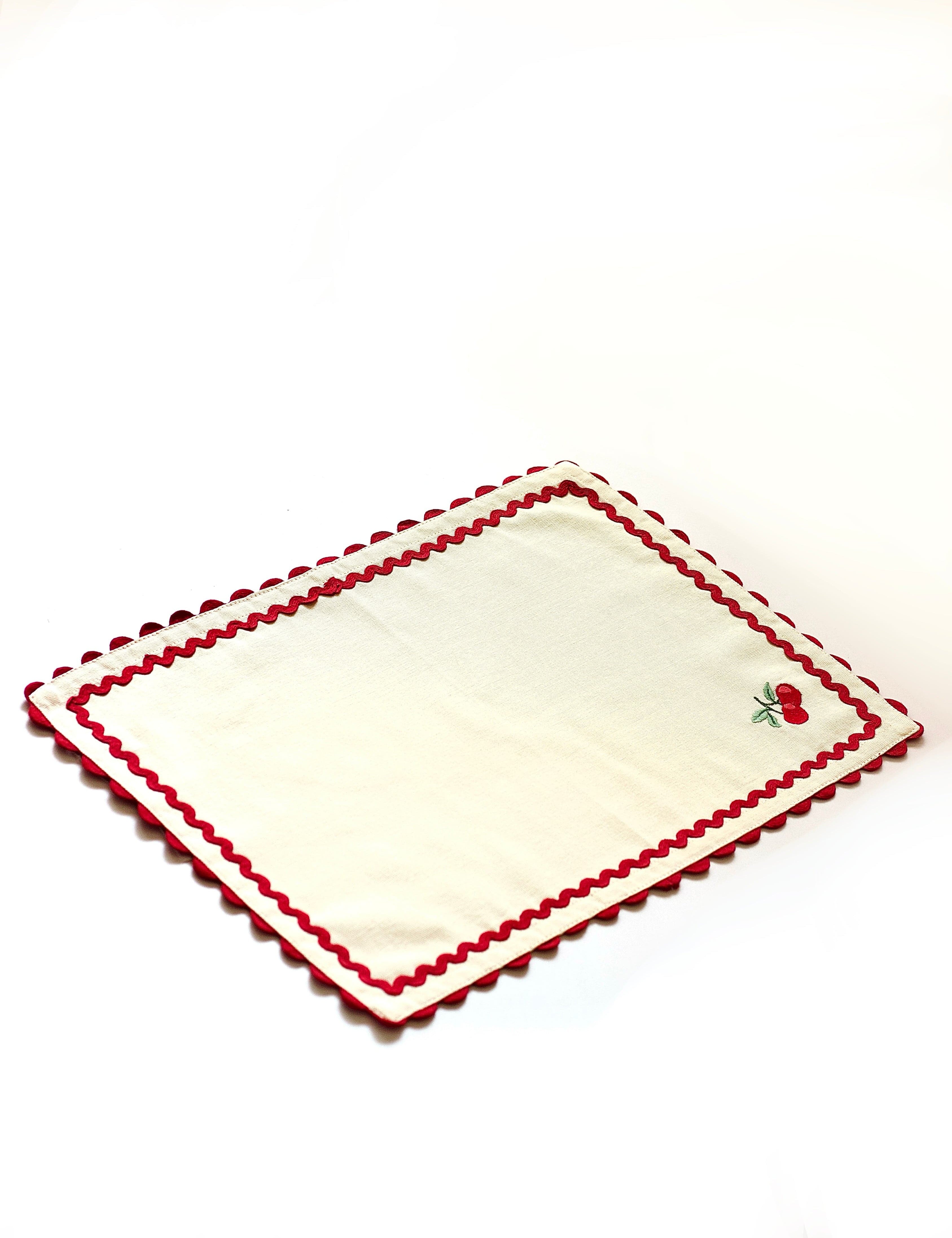 Cherry Crush Embroidered Placemats - Set of 6 | The Wishing Chair