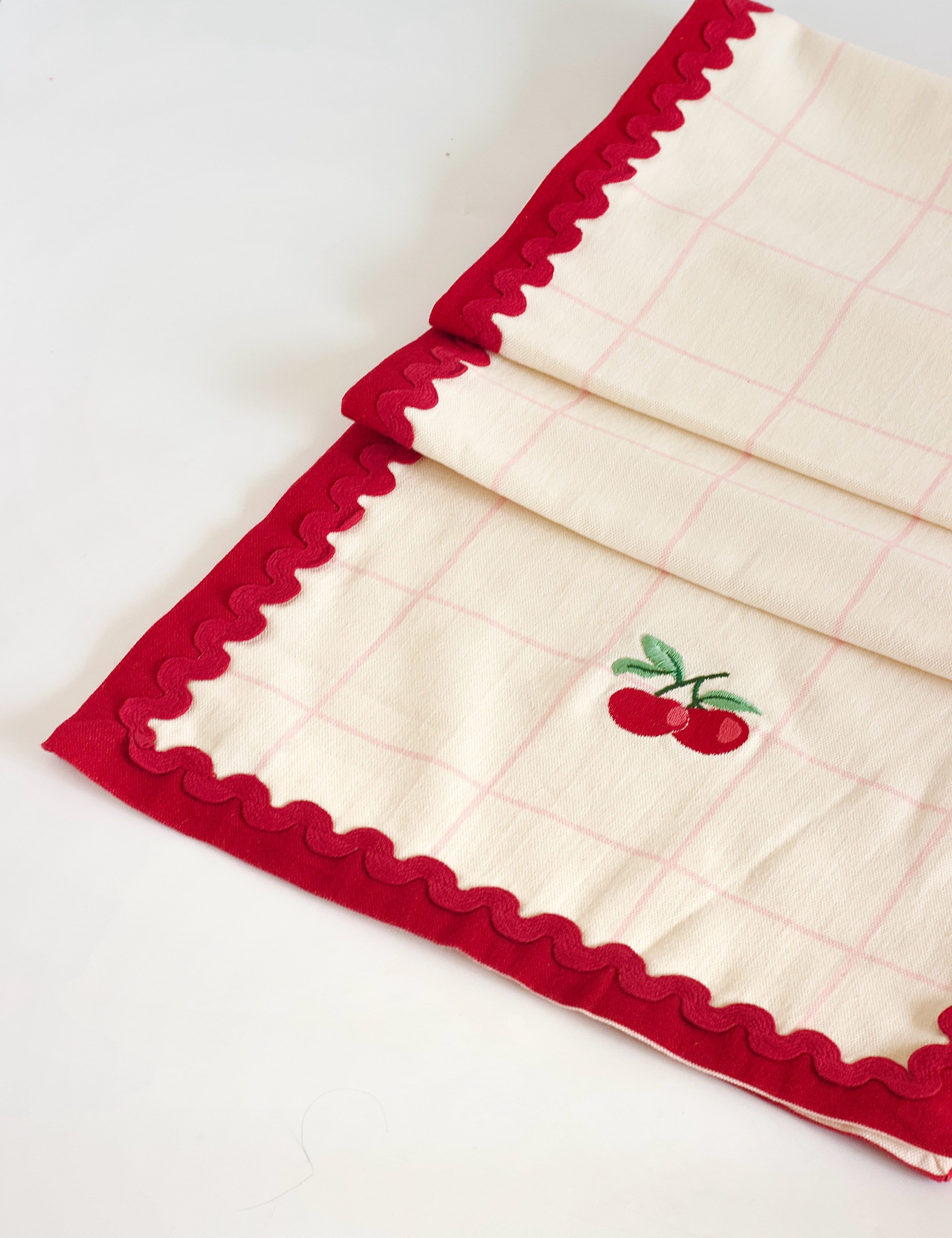 Cherry Crush Embroidered Runner | The Wishing Chair