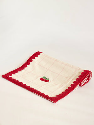 Cherry Crush Embroidered Runner