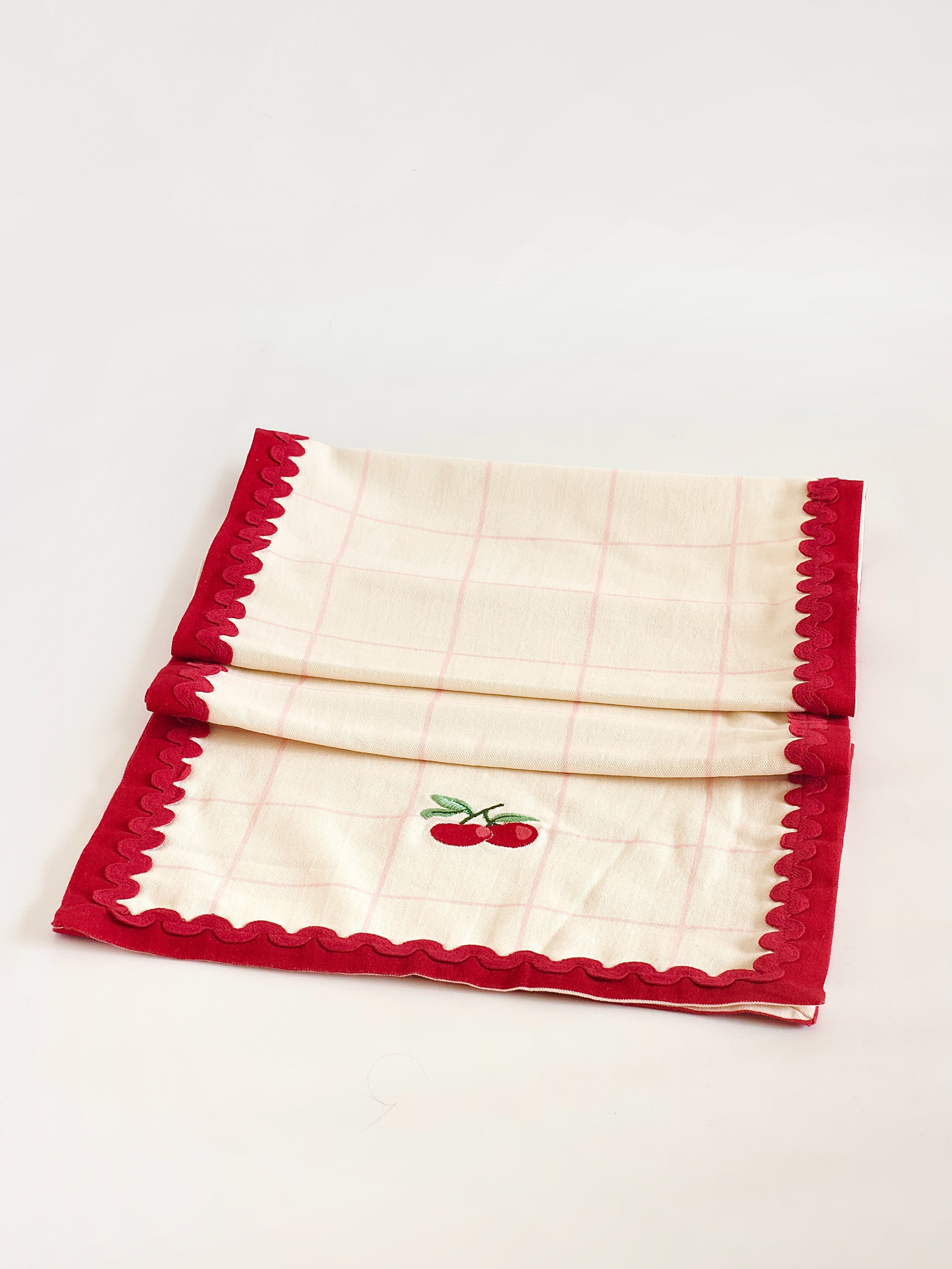 Cherry Crush Embroidered Runner | The Wishing Chair