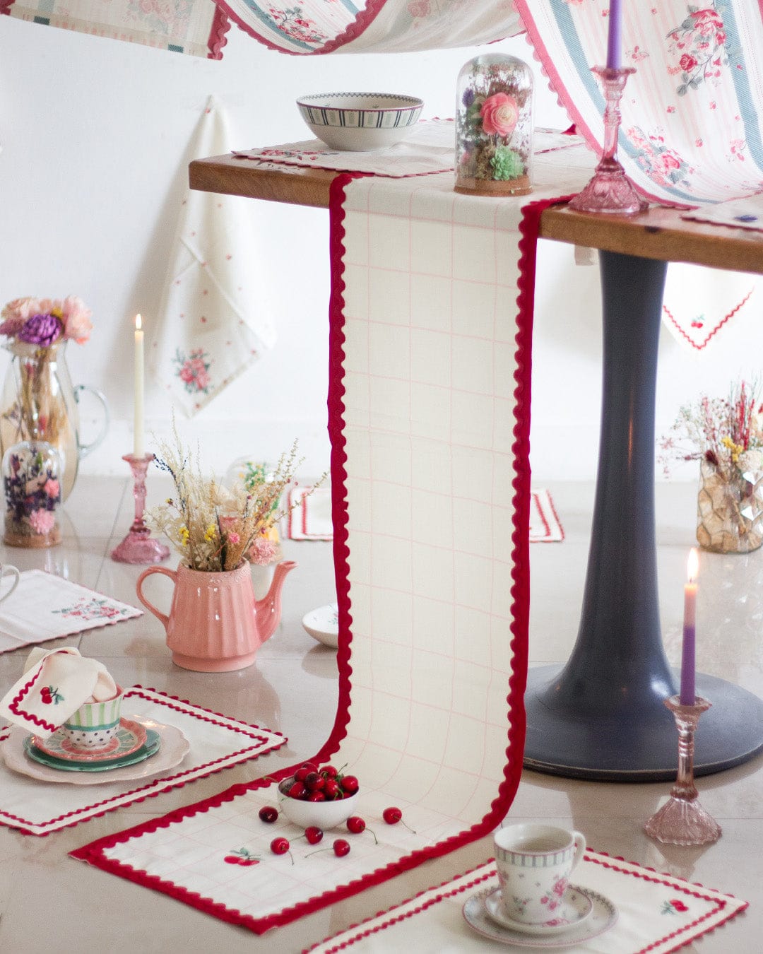 Cherry Crush Embroidered Runner | The Wishing Chair