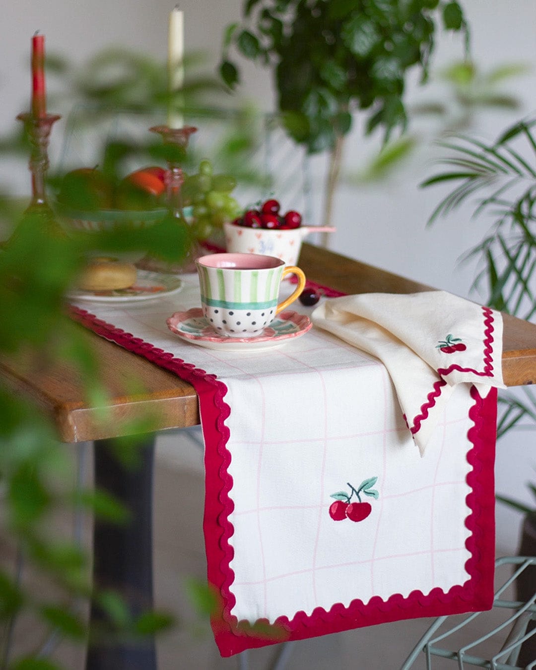 Cherry Crush Embroidered Runner | The Wishing Chair