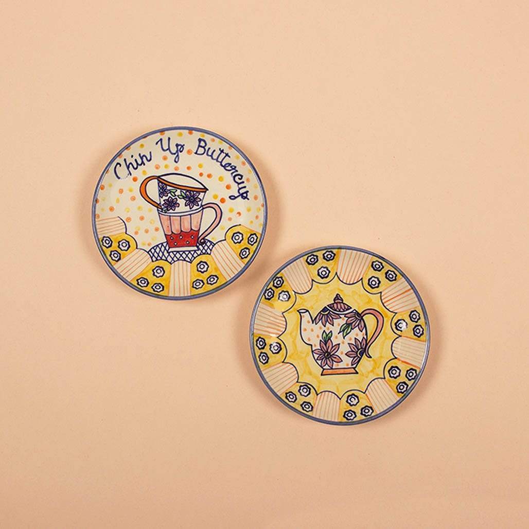 Chin Up Buttercup Wall Plates - Set Of 2