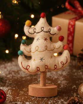 Christmas Jolly Xmas Tree Wooden & Felt Decoration
