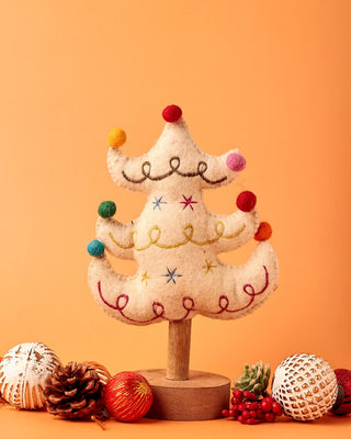 Christmas Jolly Xmas Tree Wooden & Felt Decoration