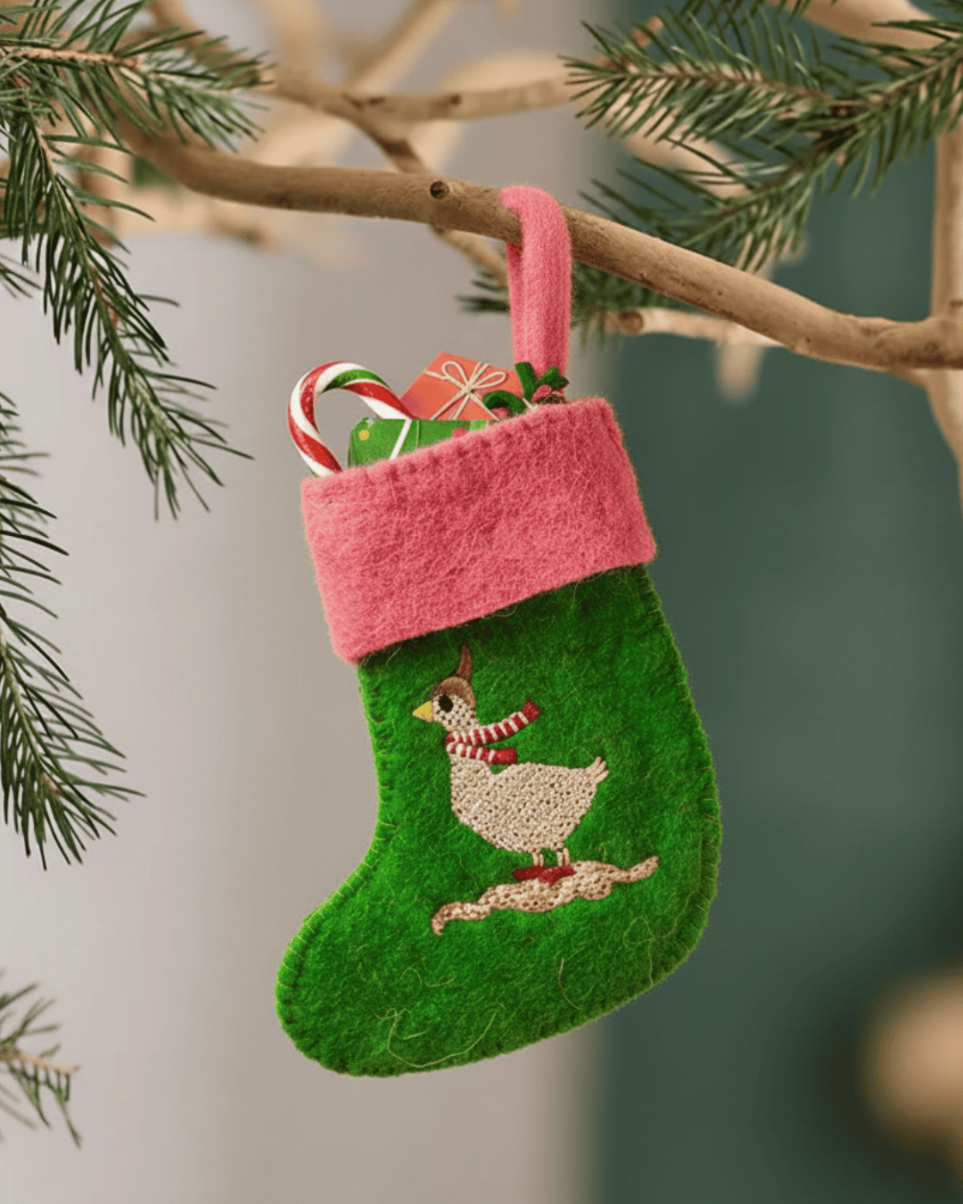 Christmas Silly Goose Felt Stocking Xmas Ornament