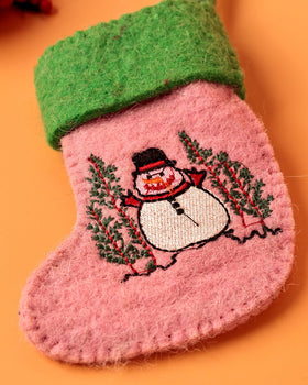 Christmas Snowman Felt Stocking Xmas Ornament