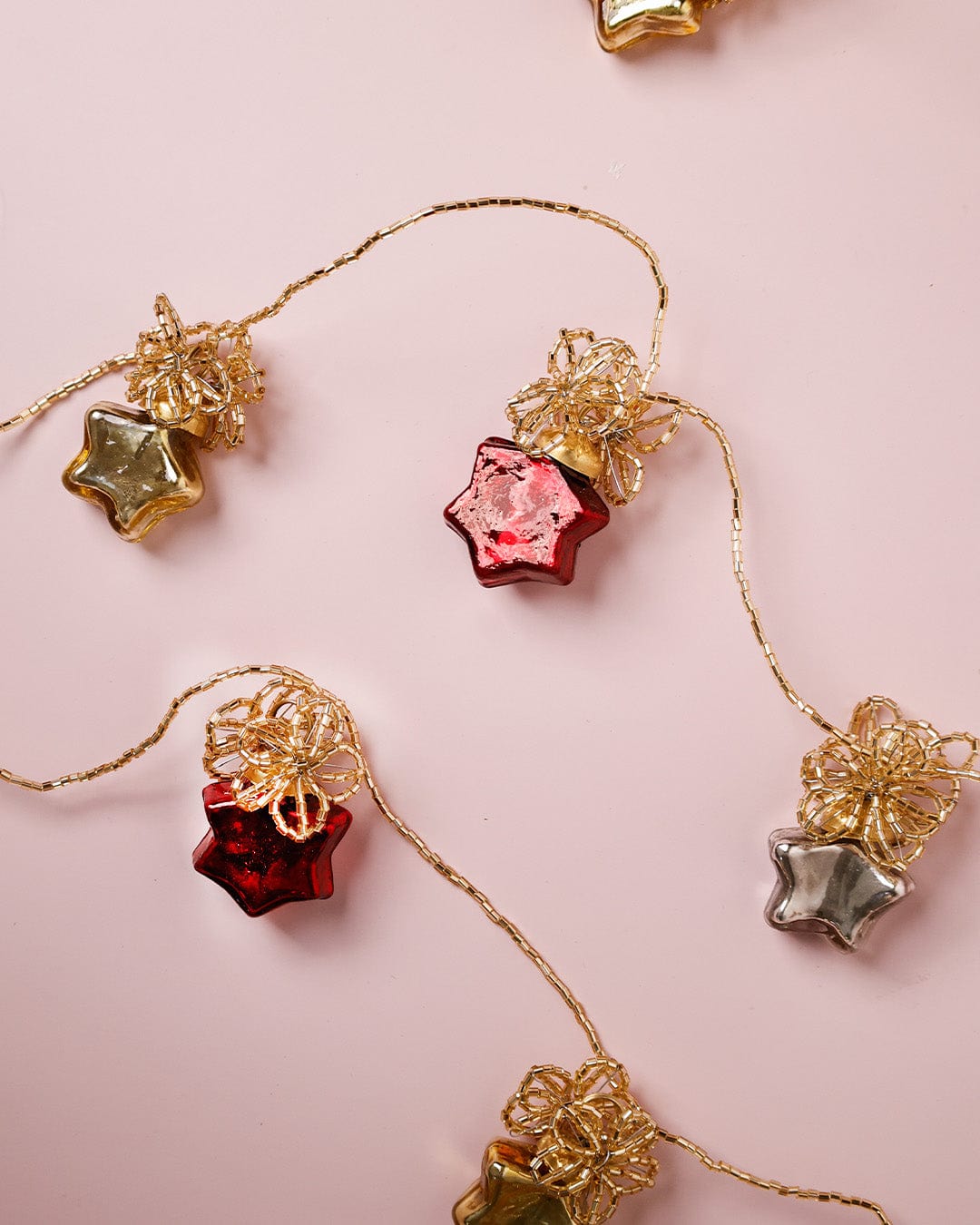  Christmas Tree Stars Glass Ornaments Beaded Garland - Tree Stars Glass Ornaments Beaded Garland - The Wishing Chair 