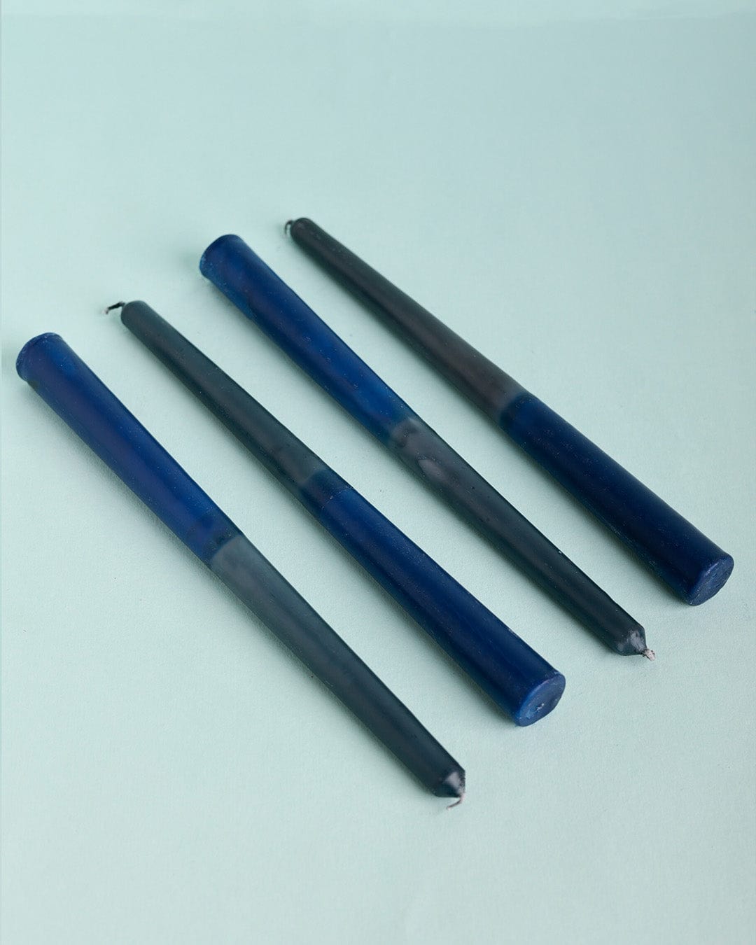 Cobalt blue and grey Ombre Tapered Candles - Set of 4