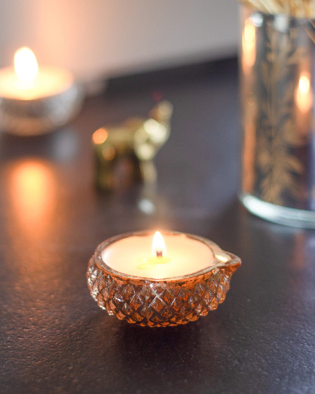 Copper Sparkles Diya