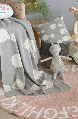 Counting Sheep Knitted Cotton Baby Blanket