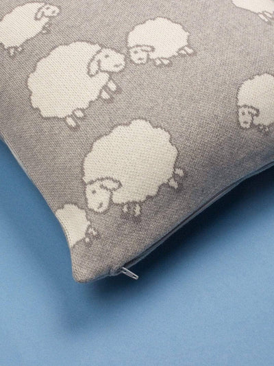 Counting Sheep Knitted Cotton Cushion Cover