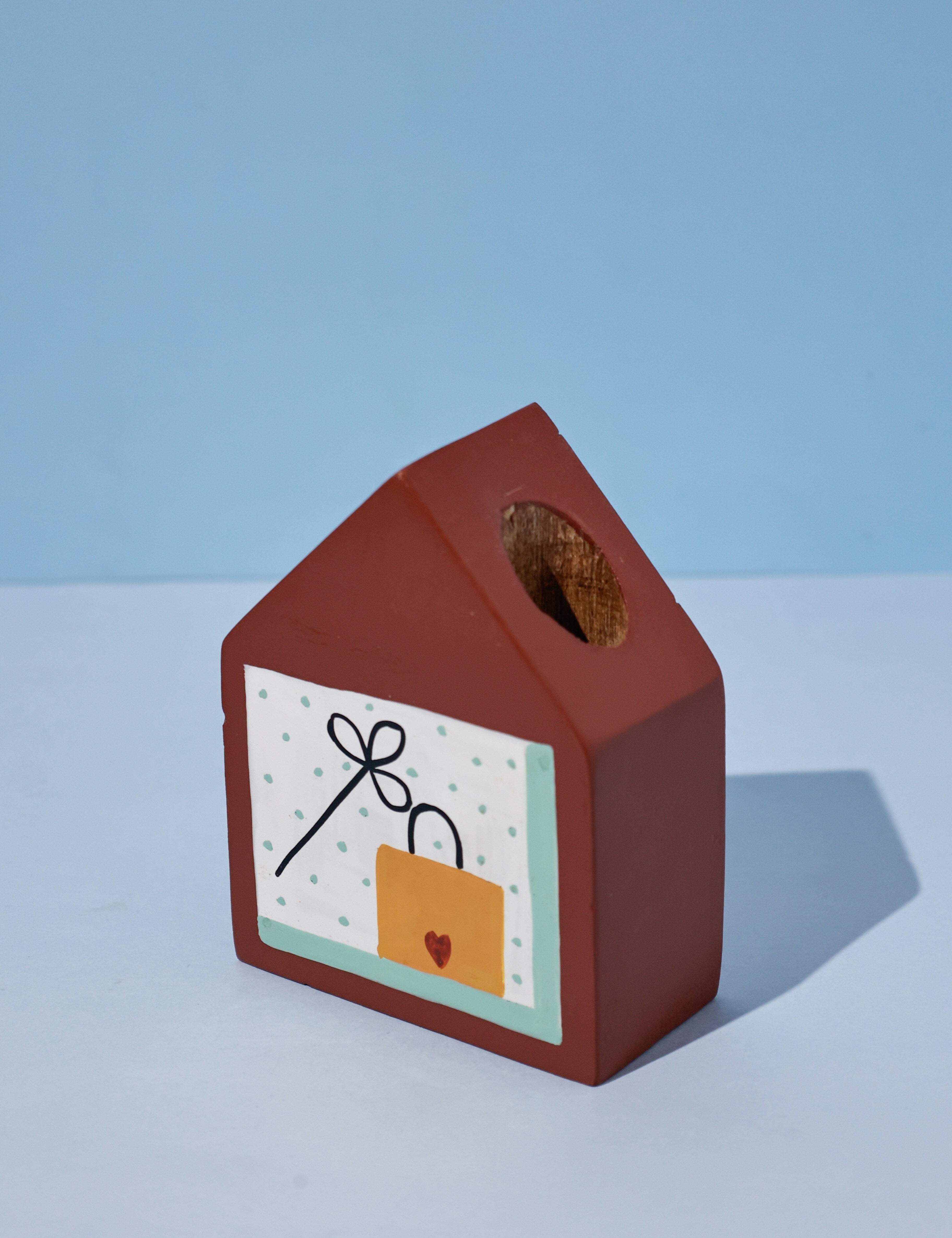 Cozy Corner Handpainted Wooden Bud Vase