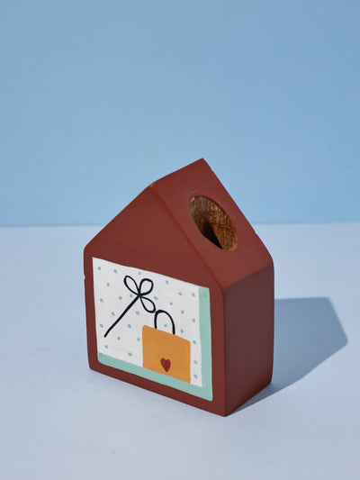 Cozy Corner Handpainted Wooden Bud Vase