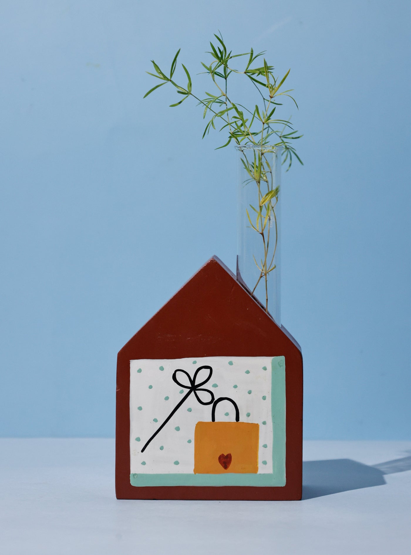 Cozy Corner Handpainted Wooden Bud Vase