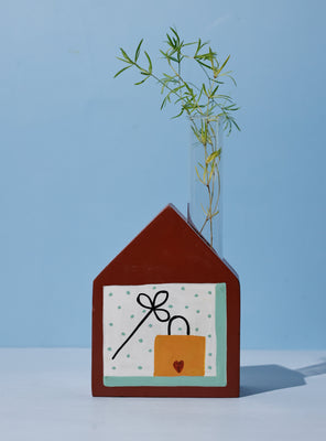 Cozy Corner Handpainted Wooden Bud Vase