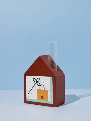 Cozy Corner Handpainted Wooden Bud Vase