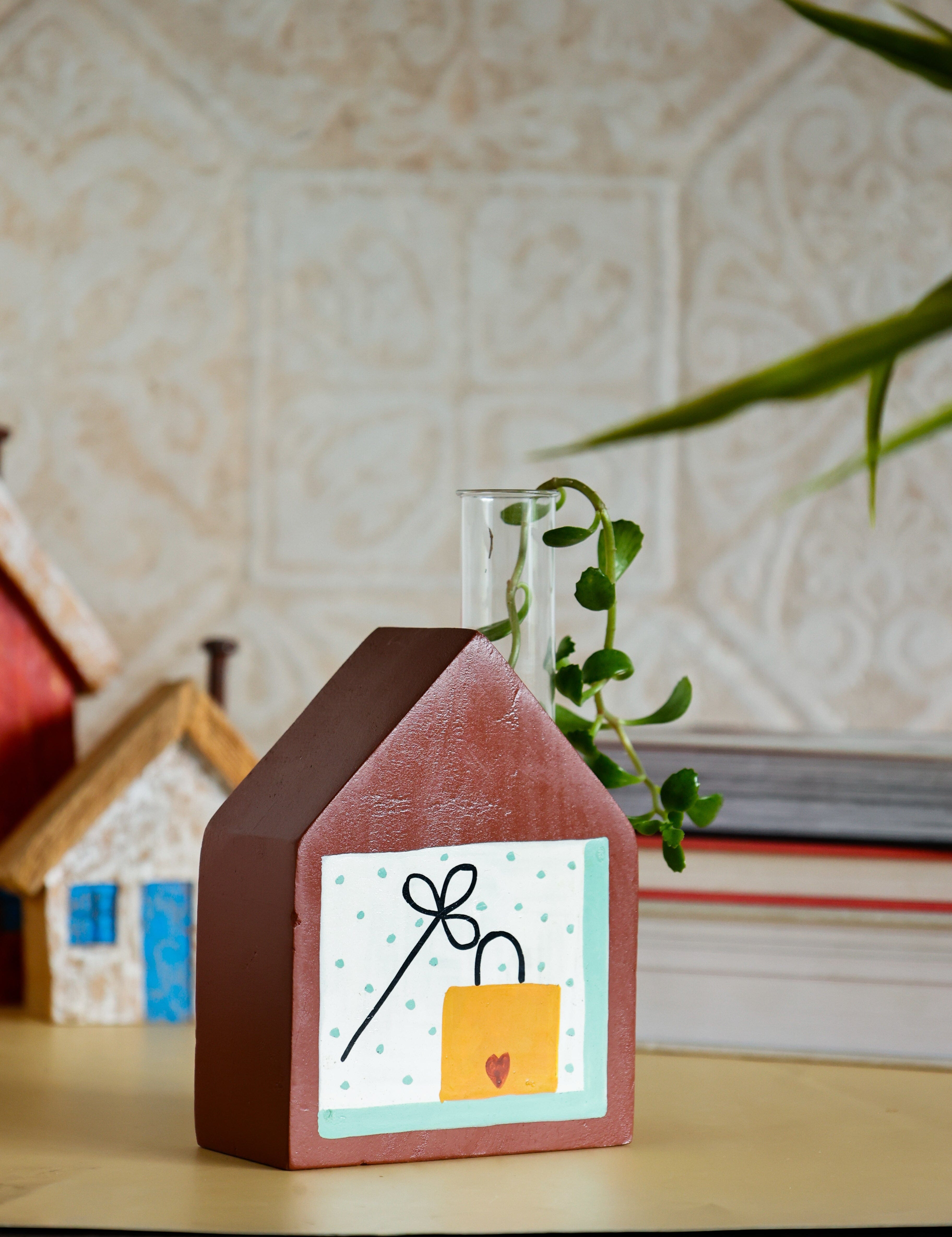 Cozy Corner Handpainted Wooden Bud Vase