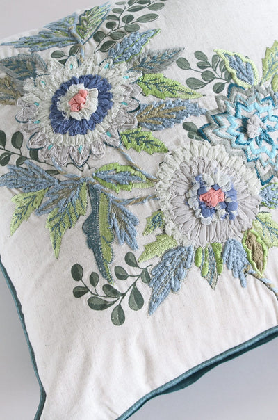 Crazy Daisy Embroidered Cushion Cover