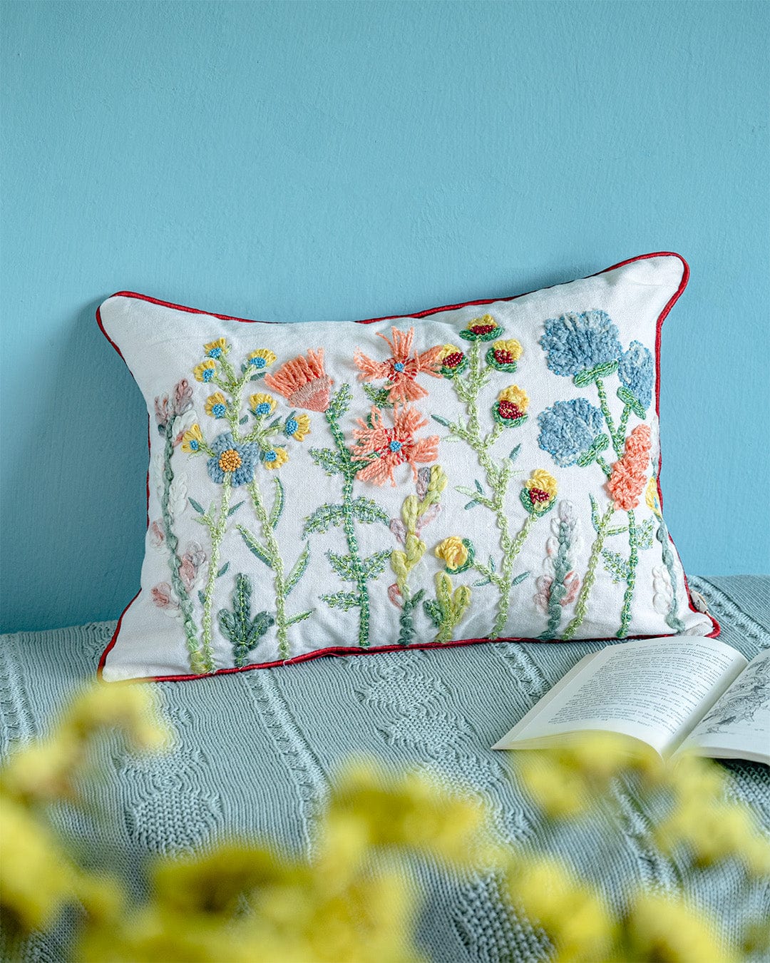  Cushion Cover Yasmeen Embroidered Cushion Cover - Yasmeen Embroidered Cushion Cover - The Wishing Chair 
