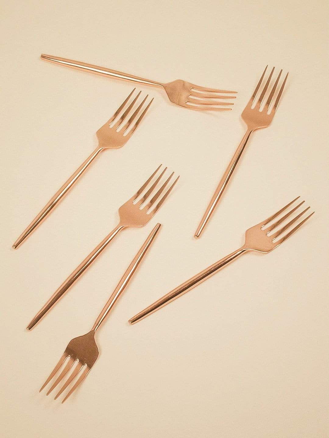 Rose Gold Dessert Forks, Set of 6 | Quirky Cutlery India – The