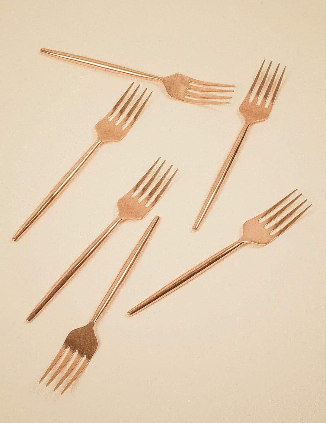 Cutlery Perfect Kitchen Dessert Forks-Rose Gold-Set of 6