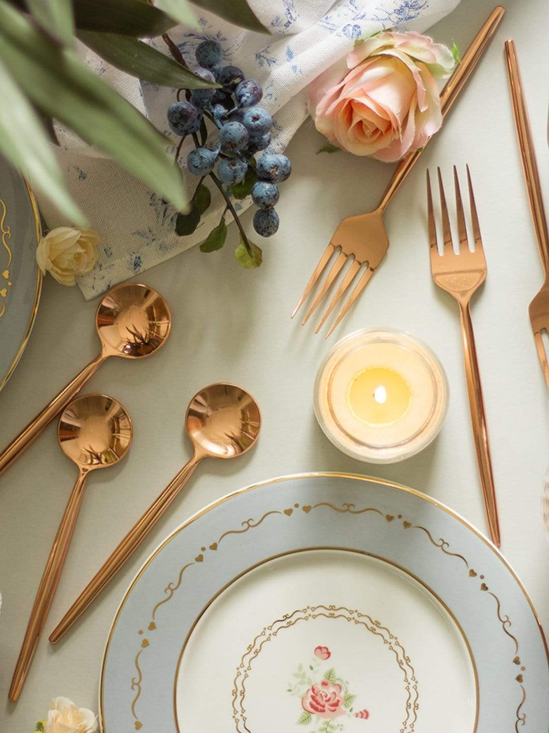 Rose Gold Dessert Forks, Set of 6 | Quirky Cutlery India – The