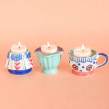 Dahlia Dawn Handpainted Tealight Holders - Set of 3