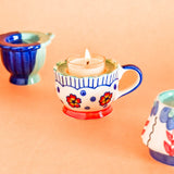 Dahlia Dawn Handpainted Tealight Holders - Set of 3