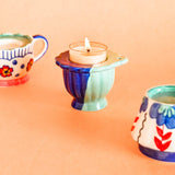 Dahlia Dawn Handpainted Tealight Holders - Set of 3