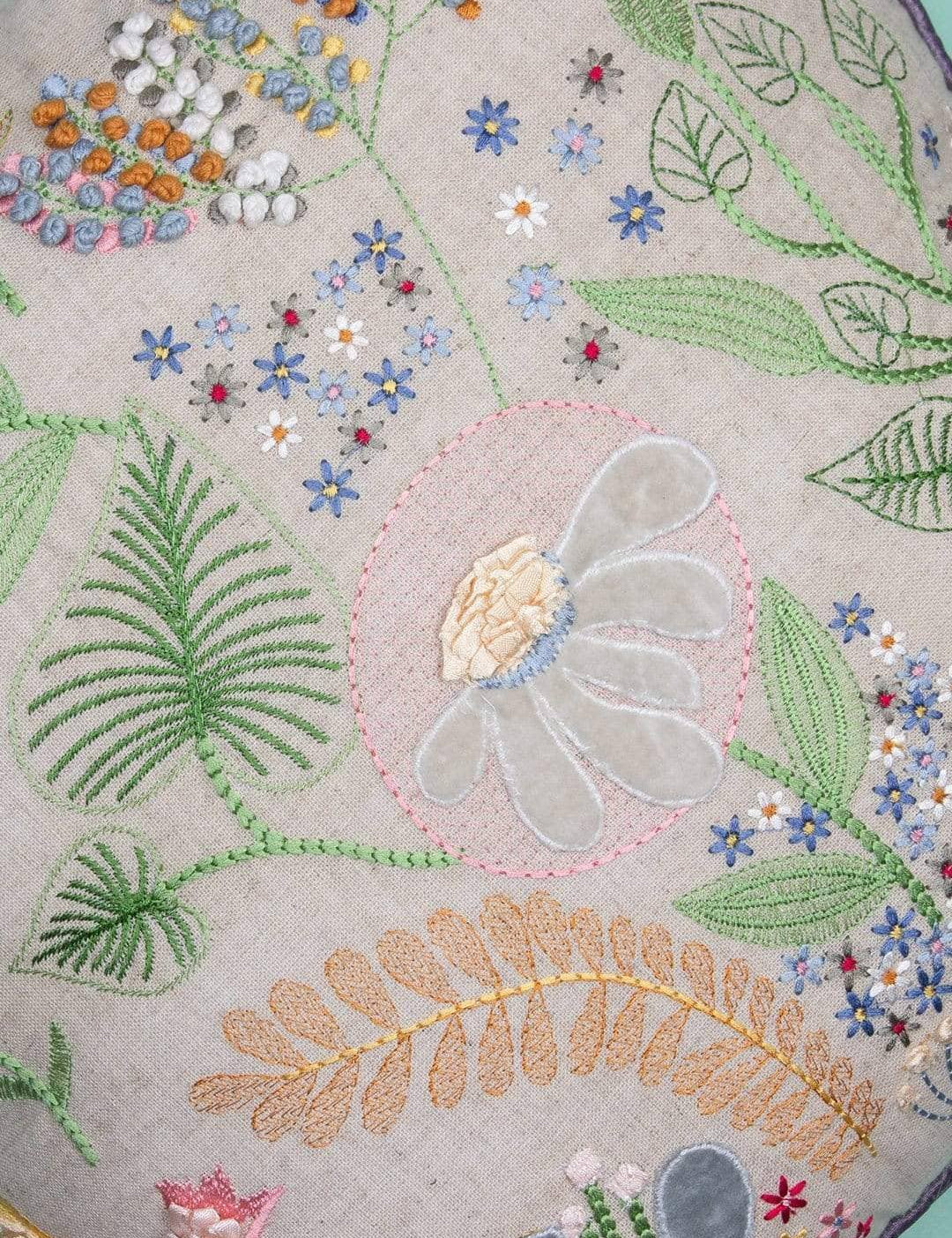 Daisy Embroidered Cushion Cover
