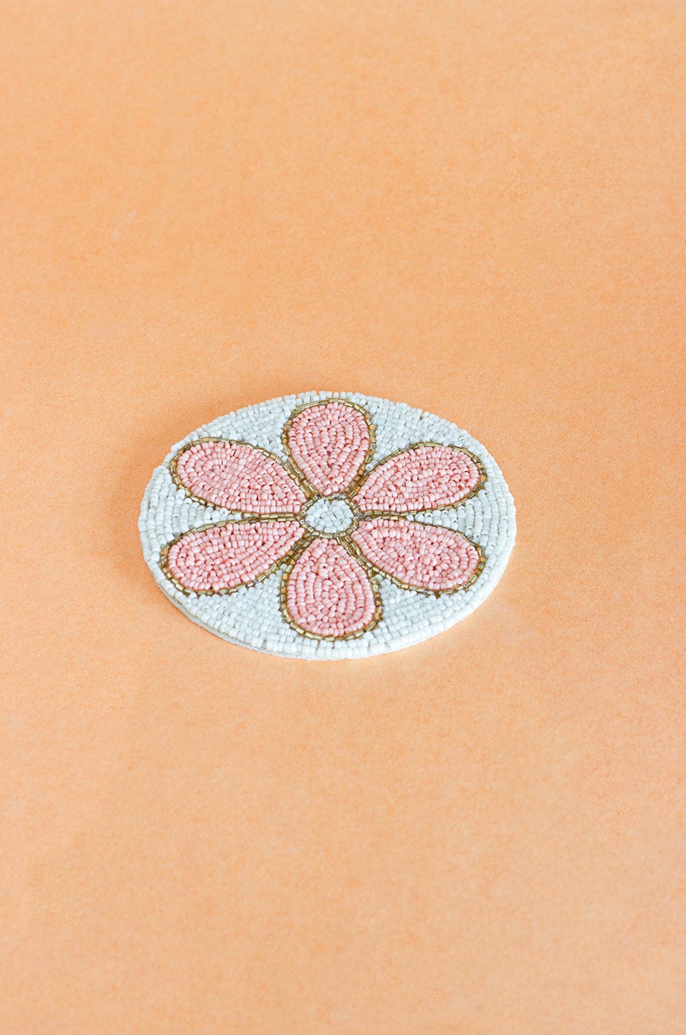 Daisy Hand Embroidery Beaded Coasters -Set of 4