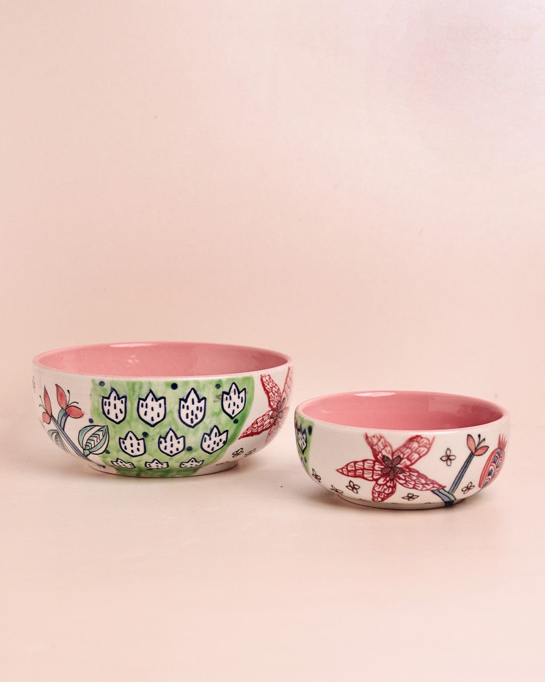 Dance in a Flowerbed Ceramic Bowl - Set of 2