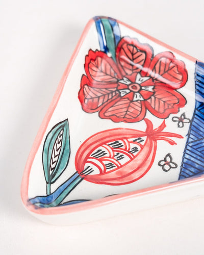 Dance in a Flowerbed Ceramic Triangle Platter- Set of 2