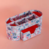 Desk & Stationery Pearlised Paper Leather 7 In 1 Desk Organiser- Blue Meadow