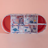 Desk & Stationery Pearlised Paper Leather 7 In 1 Desk Organiser- Blue Meadow