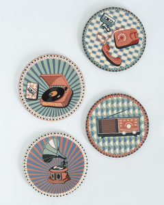 Dining Analog Edit Metal Coasters - Set of 4 | The Wishing Chair