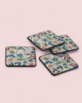 Dining Midnight Meadow Vegan Leather Coasters - Set of 4