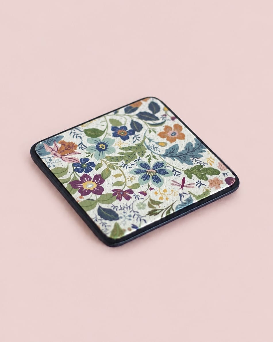 Dining Midnight Meadow Vegan Leather Coasters - Set of 4