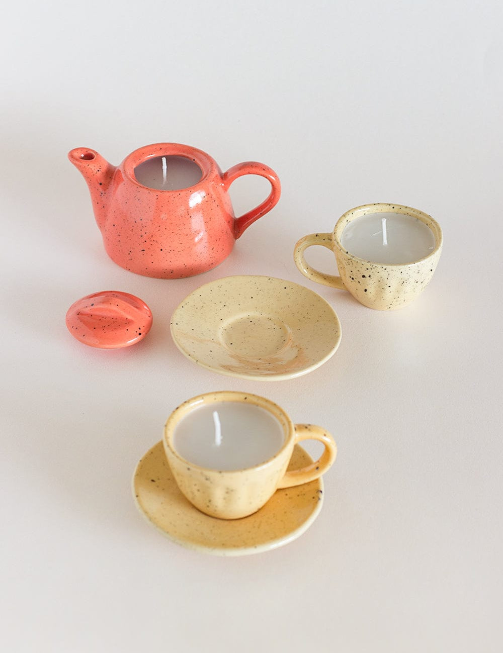 Diya & Tea Light Holder Alice's Tea Party Ceramic Kettle & Tea Cups Diyas - Set of 3
