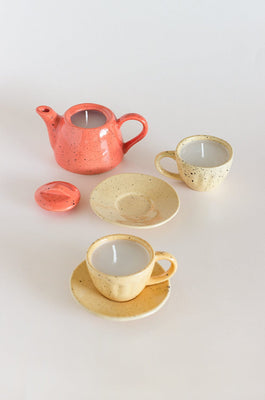 Diya & Tea Light Holder Alice's Tea Party Ceramic Kettle & Tea Cups Diyas - Set of 3