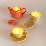Diya & Tea Light Holder Alice's Tea Party Ceramic Kettle & Tea Cups Diyas - Set of 3