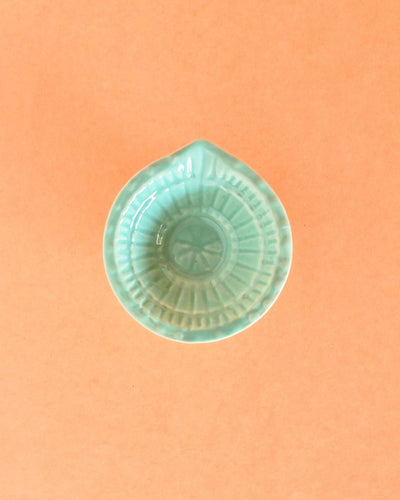 Diya & Tea Light Holder Mint green Light It Up Ceramic Diya