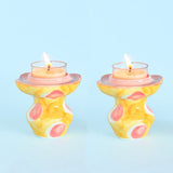 Diya & Tea Light Holder Ruby Sunset Handpainted Tealight Holders - Set of 2