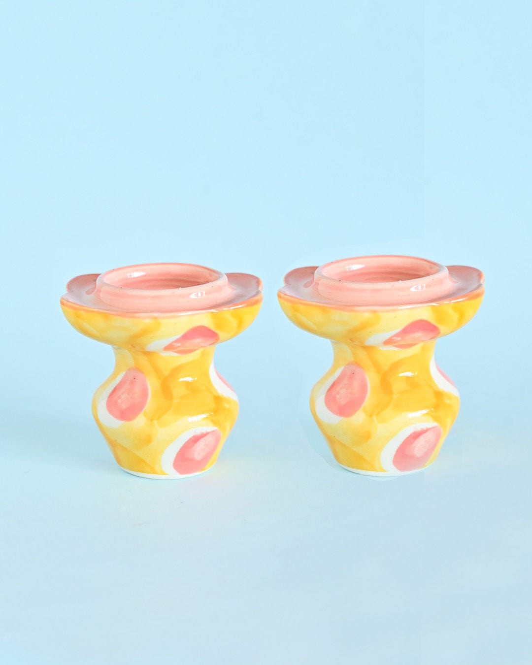 Diya & Tea Light Holder Ruby Sunset Handpainted Tealight Holders - Set of 2