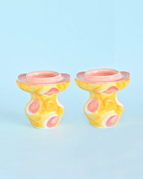 Diya & Tea Light Holder Ruby Sunset Handpainted Tealight Holders - Set of 2