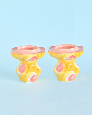 Diya & Tea Light Holder Ruby Sunset Handpainted Tealight Holders - Set of 2