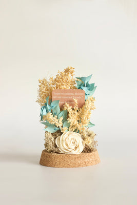 Dome Botanique -  Botanical flowers in a Glass Cloche - Azure